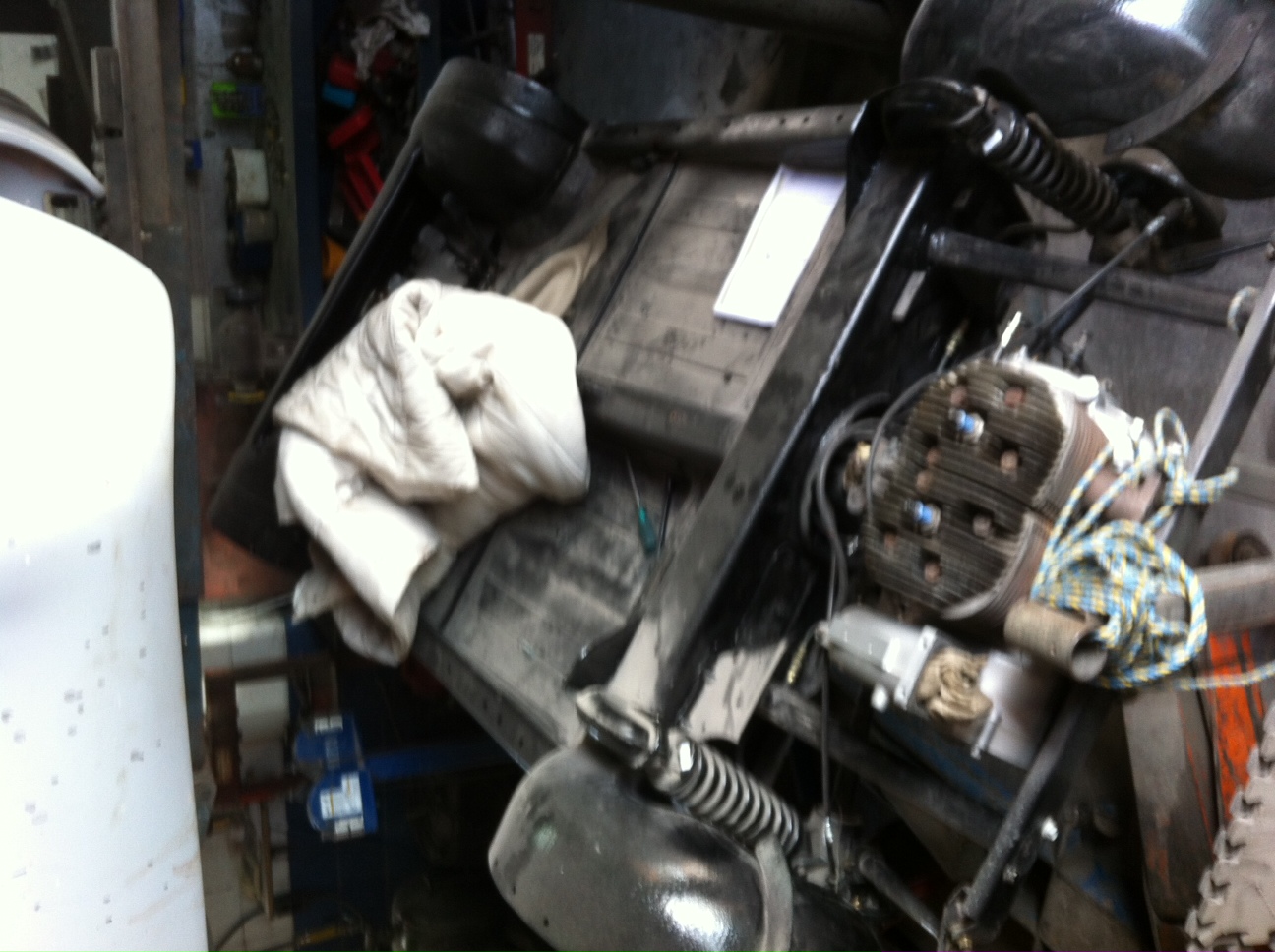 Dusty chassis with motor in place